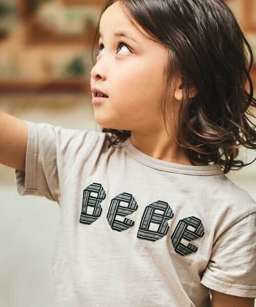 BeBe / べべ Tシャツ | ストライプテープロゴバックネームスラブ天竺半袖Tシャツ(90~150cm) | 詳細5