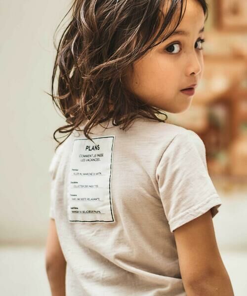 BeBe / べべ Tシャツ | ストライプテープロゴバックネームスラブ天竺半袖Tシャツ(90~150cm) | 詳細6