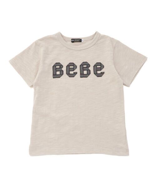BeBe / べべ Tシャツ | ストライプテープロゴバックネームスラブ天竺半袖Tシャツ(90~150cm) | 詳細7