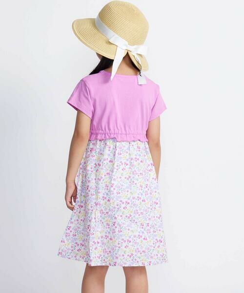 BeBe / べべ ミニ丈・ひざ丈ワンピース | 【お揃い】シャンドゥフルールプリントローン天竺切り替えワンピース(80~150cm) | 詳細2