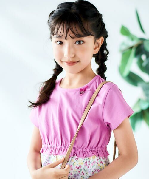 BeBe / べべ ミニ丈・ひざ丈ワンピース | 【お揃い】シャンドゥフルールプリントローン天竺切り替えワンピース(80~150cm) | 詳細5