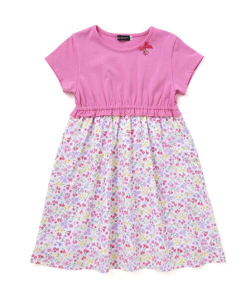 BeBe / べべ ミニ丈・ひざ丈ワンピース | 【お揃い】シャンドゥフルールプリントローン天竺切り替えワンピース(80~150cm) | 詳細8