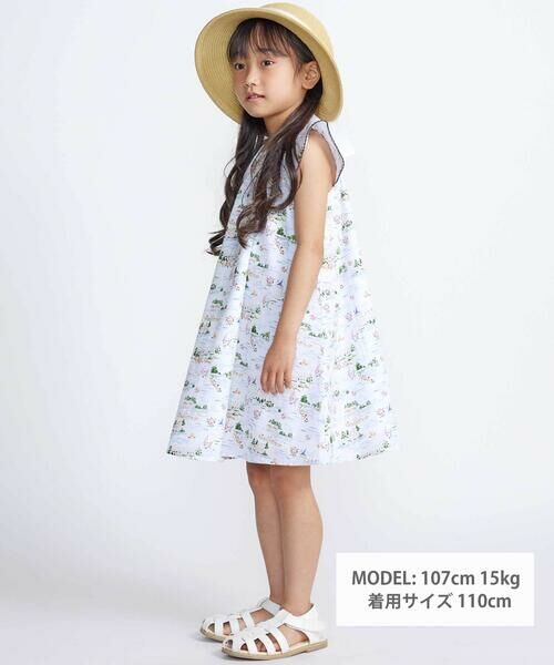 BeBe / べべ ミニ丈・ひざ丈ワンピース | 【お揃い】ブローニュプリントローンフレアワンピース(80~150cm) | 詳細1