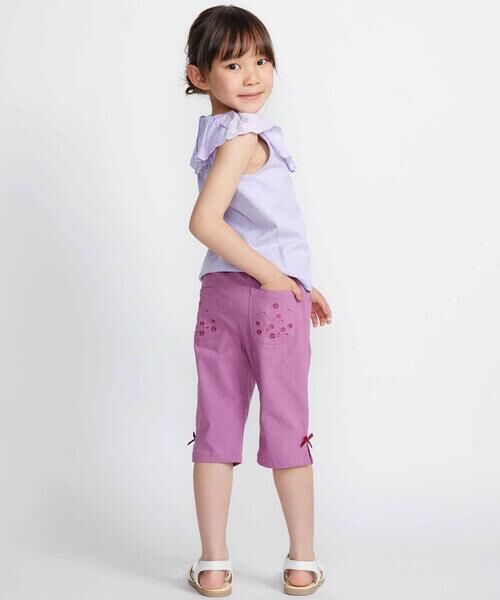 BeBe / べべ ショート・ハーフ・半端丈パンツ | フラワー刺しゅうポケットストレッチウェザーカプリパンツ(90~160cm) | 詳細2