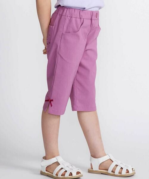 BeBe / べべ ショート・ハーフ・半端丈パンツ | フラワー刺しゅうポケットストレッチウェザーカプリパンツ(90~160cm) | 詳細3
