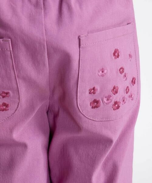 BeBe / べべ ショート・ハーフ・半端丈パンツ | フラワー刺しゅうポケットストレッチウェザーカプリパンツ(90~160cm) | 詳細4