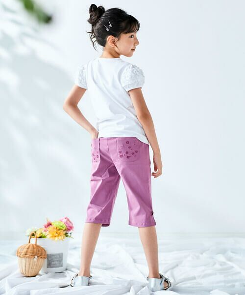 BeBe / べべ ショート・ハーフ・半端丈パンツ | フラワー刺しゅうポケットストレッチウェザーカプリパンツ(90~160cm) | 詳細6