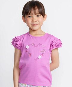 BeBe / べべ Tシャツ | クロンドフルール天竺フリルパフスリーブTシャツ(90~150cm)