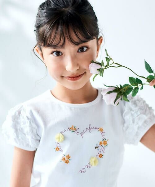 BeBe / べべ Tシャツ | クロンドフルール天竺フリルパフスリーブTシャツ(90~150cm) | 詳細3