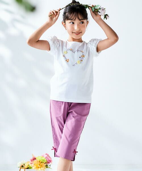 BeBe / べべ Tシャツ | クロンドフルール天竺フリルパフスリーブTシャツ(90~150cm) | 詳細2