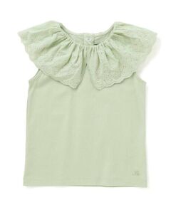 BeBe / べべ Tシャツ | スカラップレースフリルカラー天竺ノースリーブTシャツ(90~150cm)