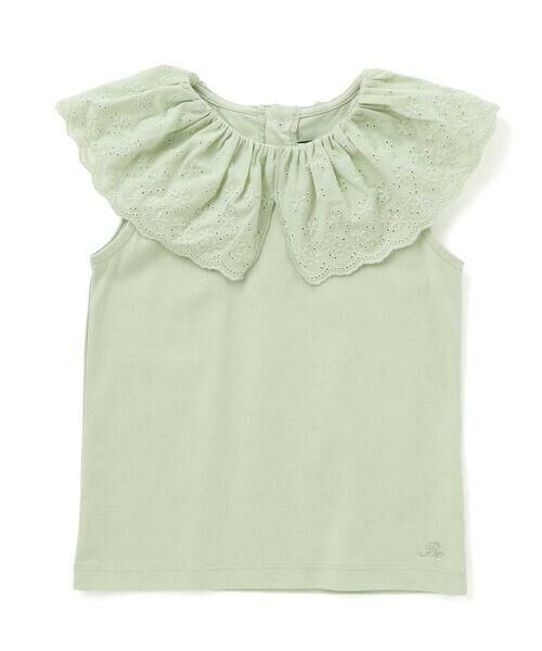 BeBe/べべ スカラップレースフリルカラー天竺ノースリーブTシャツ(90~150cm) グリーン 100cm BeBe/べべ スカラップレースフリルカラー天竺ノースリーブTシャツ(90~150cm) グリーン 100cm