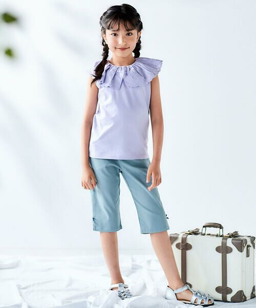 BeBe / べべ Tシャツ | スカラップレースフリルカラー天竺ノースリーブTシャツ(90~150cm) | 詳細11