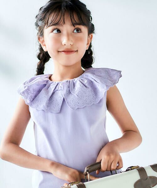 BeBe / べべ Tシャツ | スカラップレースフリルカラー天竺ノースリーブTシャツ(90~150cm) | 詳細12