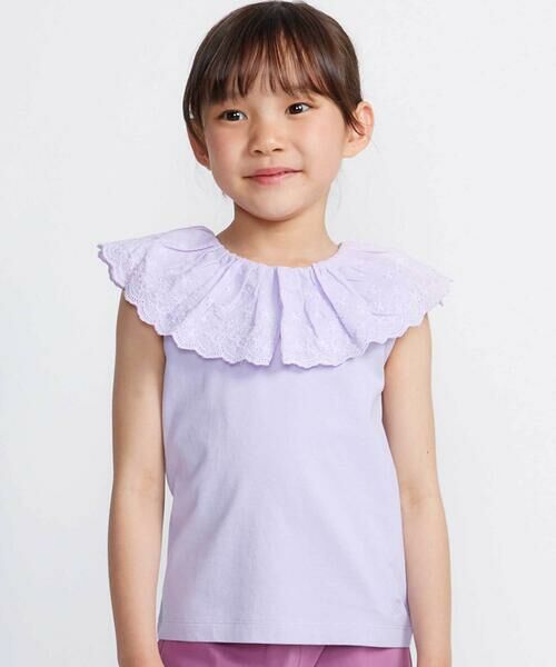 BeBe / べべ Tシャツ | スカラップレースフリルカラー天竺ノースリーブTシャツ(90~150cm) | 詳細15