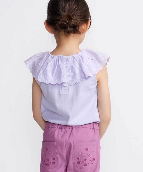 BeBe / べべ Tシャツ | スカラップレースフリルカラー天竺ノースリーブTシャツ(90~150cm) | 詳細17