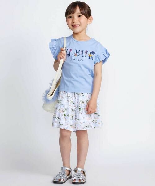 BeBe / べべ Tシャツ | ちょうちょモチーフFLEURロゴ天竺フリル袖Tシャツ(90~160cm) | 詳細2