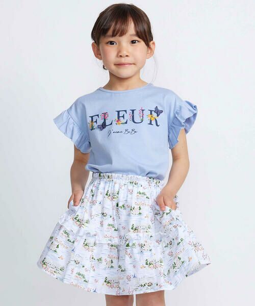 BeBe / べべ Tシャツ | ちょうちょモチーフFLEURロゴ天竺フリル袖Tシャツ(90~160cm) | 詳細3