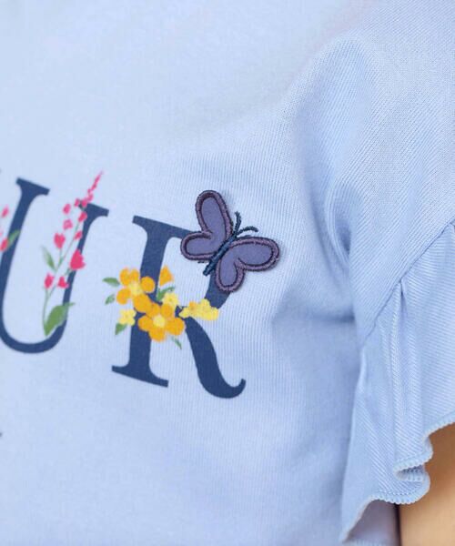 BeBe / べべ Tシャツ | ちょうちょモチーフFLEURロゴ天竺フリル袖Tシャツ(90~160cm) | 詳細4