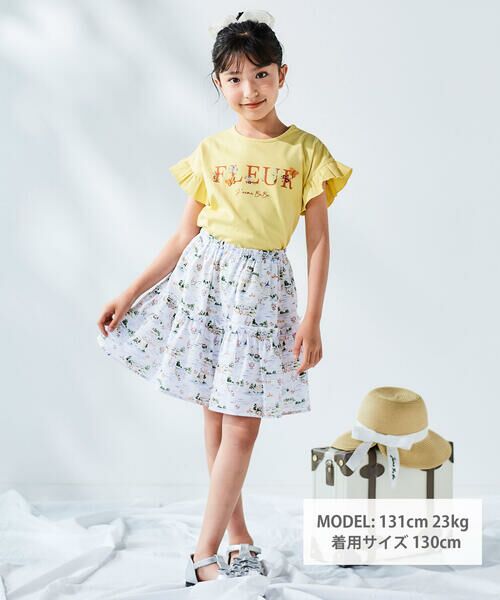 BeBe / べべ Tシャツ | ちょうちょモチーフFLEURロゴ天竺フリル袖Tシャツ(90~160cm) | 詳細7