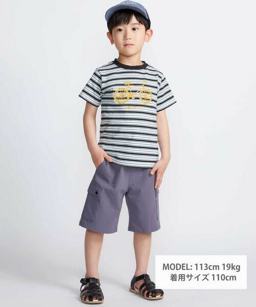 BeBe / べべ Tシャツ | 自転車プリントマルチボーダー天竺半袖Tシャツ(90~160cm) | 詳細8