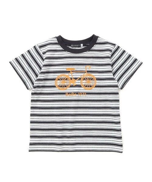 BeBe / べべ Tシャツ | 自転車プリントマルチボーダー天竺半袖Tシャツ(90~160cm) | 詳細11