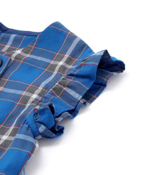 BeBe / べべ ミニ丈・ひざ丈ワンピース | 【お揃い】【神戸タータン×BeBe】チェックダブルボタンフリル袖ワンピース(90~150cm) | 詳細10