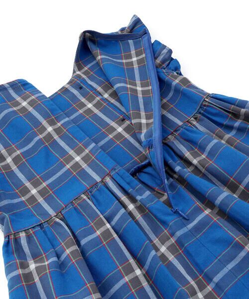 BeBe / べべ ミニ丈・ひざ丈ワンピース | 【お揃い】【神戸タータン×BeBe】チェックダブルボタンフリル袖ワンピース(90~150cm) | 詳細11