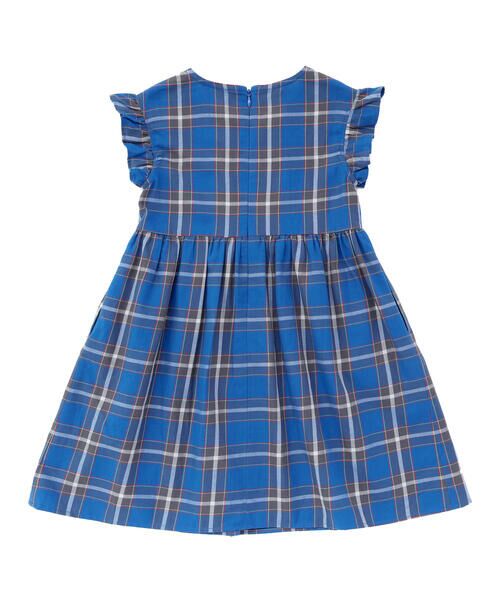 BeBe / べべ ミニ丈・ひざ丈ワンピース | 【お揃い】【神戸タータン×BeBe】チェックダブルボタンフリル袖ワンピース(90~150cm) | 詳細7