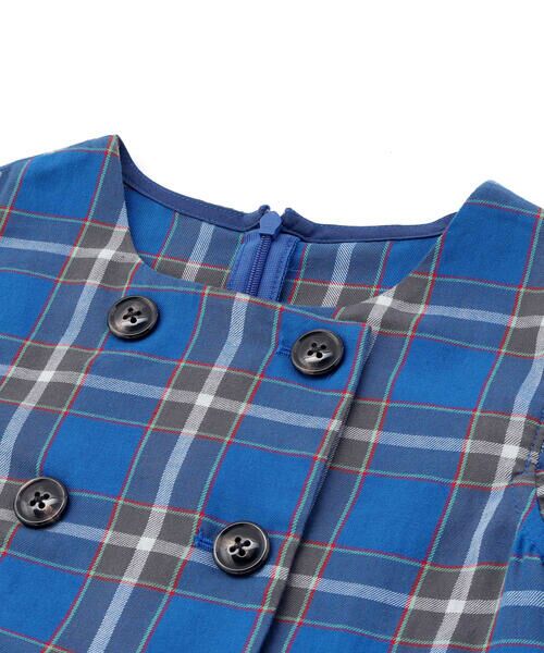 BeBe / べべ ミニ丈・ひざ丈ワンピース | 【お揃い】【神戸タータン×BeBe】チェックダブルボタンフリル袖ワンピース(90~150cm) | 詳細8