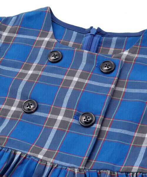 BeBe / べべ ミニ丈・ひざ丈ワンピース | 【お揃い】【神戸タータン×BeBe】チェックダブルボタンフリル袖ワンピース(90~150cm) | 詳細9