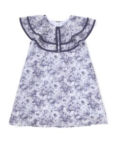 BeBe / べべ ミニ丈・ひざ丈ワンピース | 【カバリエレ・アズーロ】ローンフローラルプリントフリルカラーワンピース(90~140cm)