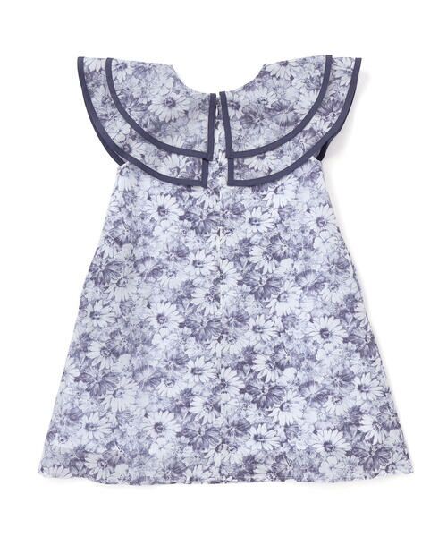 BeBe / べべ ミニ丈・ひざ丈ワンピース | 【カバリエレ・アズーロ】ローンフローラルプリントフリルカラーワンピース(90~140cm) | 詳細1