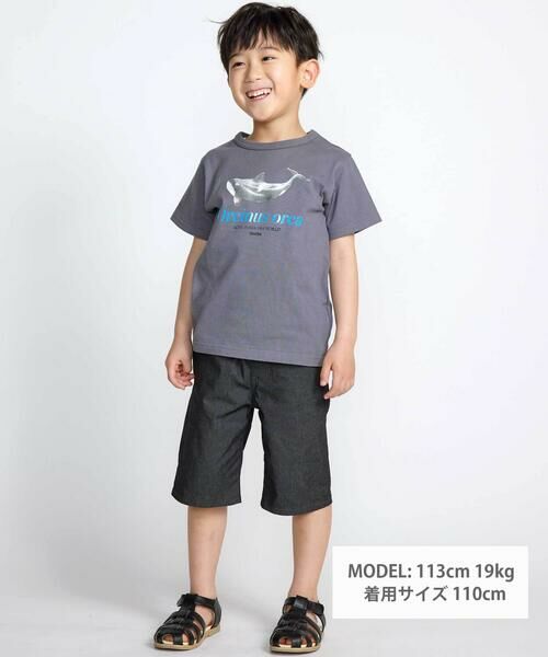 BeBe / べべ デニムパンツ | カラーデニムポイントロゴハーフパンツ(90~150cm) | 詳細1