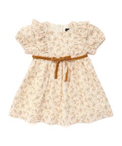 BeBe / べべ ミニ丈・ひざ丈ワンピース | 【お揃い】コットンローンフラワープリントパフスリーブワンピース(80~100cm)