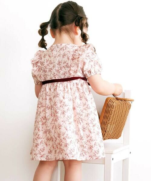 BeBe / べべ ミニ丈・ひざ丈ワンピース | 【お揃い】コットンローンフラワープリントパフスリーブワンピース(80~100cm) | 詳細3