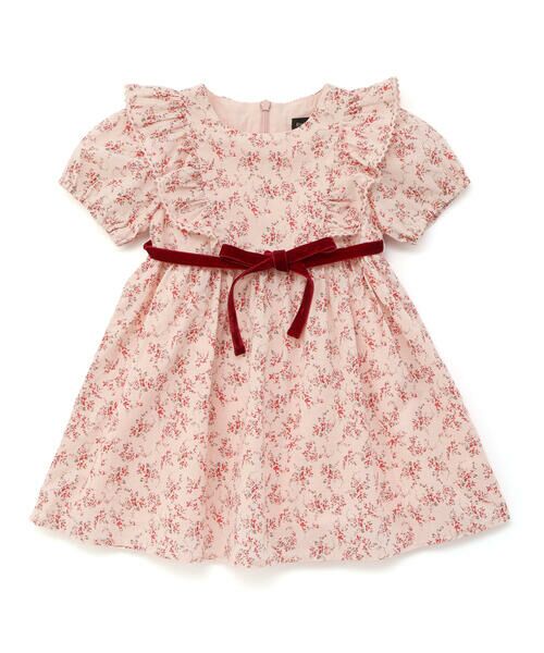 BeBe / べべ ミニ丈・ひざ丈ワンピース | 【お揃い】コットンローンフラワープリントパフスリーブワンピース(80~100cm) | 詳細4