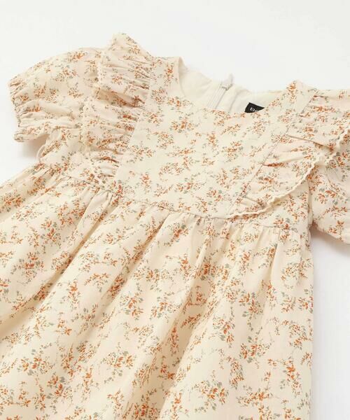 BeBe / べべ ミニ丈・ひざ丈ワンピース | 【お揃い】コットンローンフラワープリントパフスリーブワンピース(80~100cm) | 詳細11