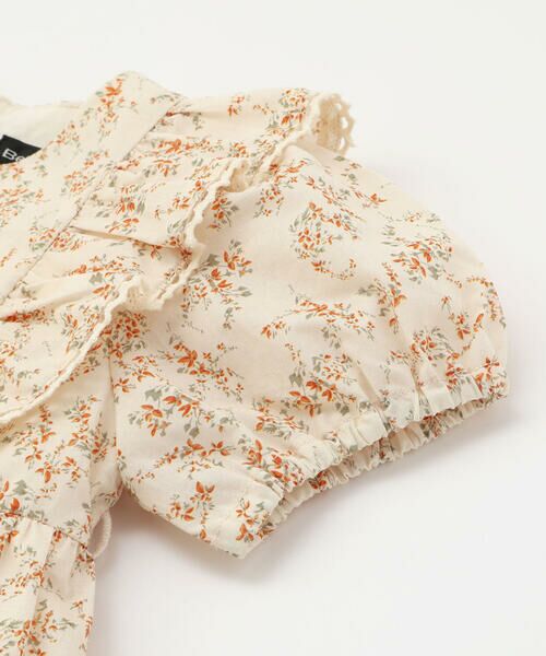BeBe / べべ ミニ丈・ひざ丈ワンピース | 【お揃い】コットンローンフラワープリントパフスリーブワンピース(80~100cm) | 詳細9