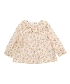 BeBe / べべ シャツ・ブラウス | 【お揃い】コットンローンフラワープリントフリル襟長袖ブラウス(90~100cm)