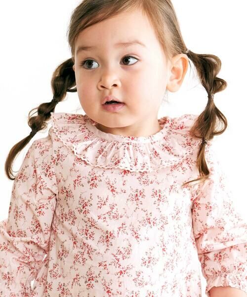 BeBe / べべ シャツ・ブラウス | 【お揃い】コットンローンフラワープリントフリル襟長袖ブラウス(90~100cm) | 詳細3