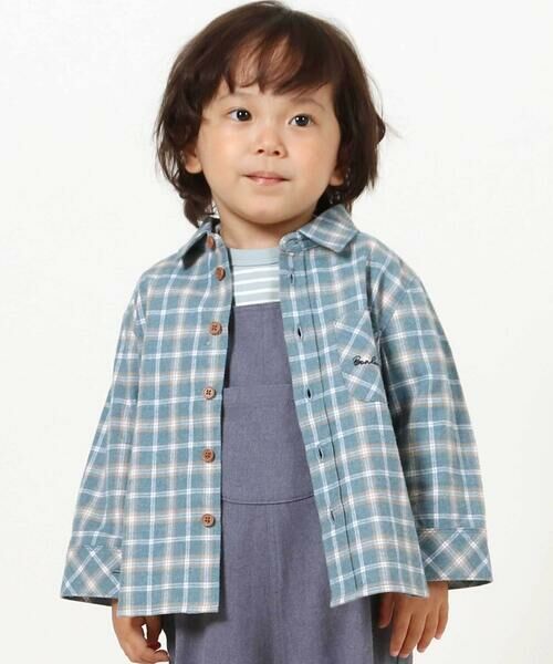 BeBe/べべ 先染めネルチェック長袖シャツ(90~100cm) グリーン系 100cm