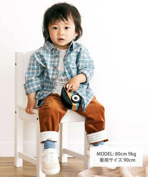 BeBe / べべ チノ・ワークパンツ | シャツコール裾ボーダーテーパードパンツ(80~100cm) | 詳細14