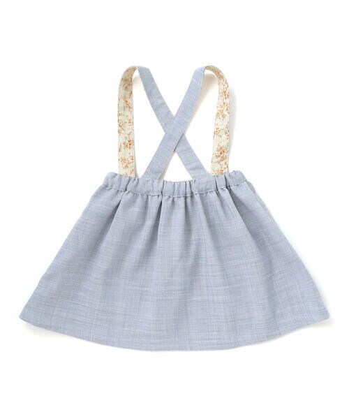 BeBe / べべ ミニ・ひざ丈スカート | リネン調メランジサスペンダー付きギャザースカート(80~100cm) | 詳細2