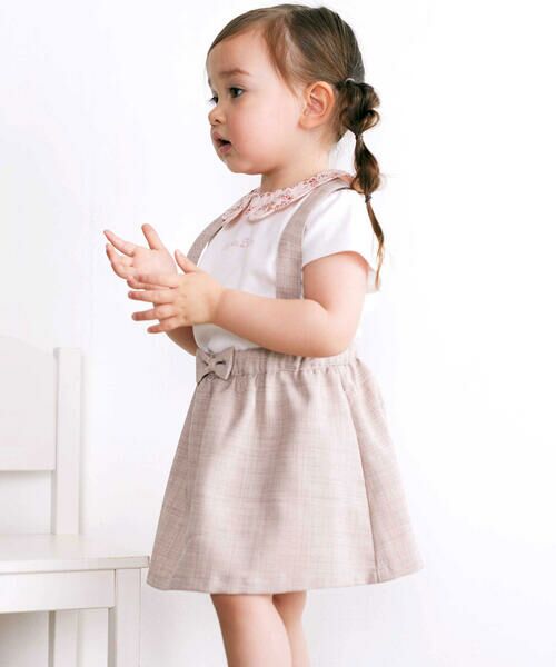 BeBe / べべ ミニ・ひざ丈スカート | リネン調メランジサスペンダー付きギャザースカート(80~100cm) | 詳細13