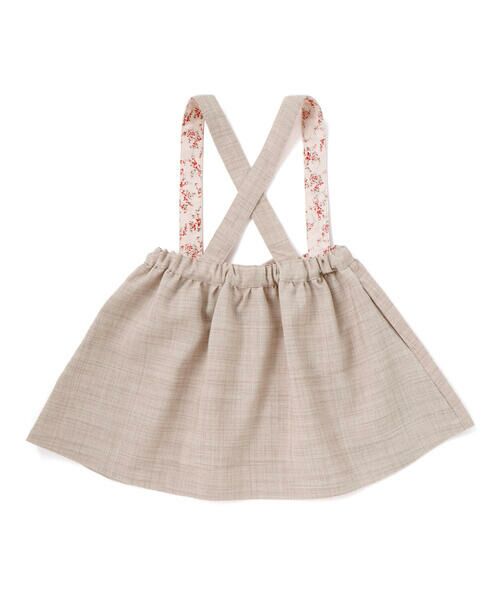 BeBe / べべ ミニ・ひざ丈スカート | リネン調メランジサスペンダー付きギャザースカート(80~100cm) | 詳細15