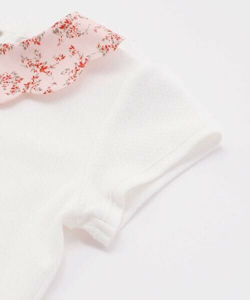 BeBe / べべ Tシャツ | 【お揃い】フラワープリントスカラップ襟半袖針抜きTシャツ(80~100cm) | 詳細8