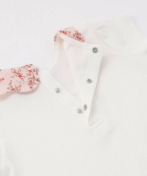 BeBe / べべ Tシャツ | 【お揃い】フラワープリントスカラップ襟半袖針抜きTシャツ(80~100cm) | 詳細9