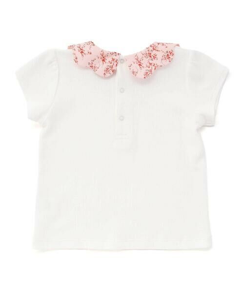 BeBe / べべ Tシャツ | 【お揃い】フラワープリントスカラップ襟半袖針抜きTシャツ(80~100cm) | 詳細5
