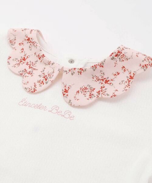 BeBe / べべ Tシャツ | 【お揃い】フラワープリントスカラップ襟半袖針抜きTシャツ(80~100cm) | 詳細6